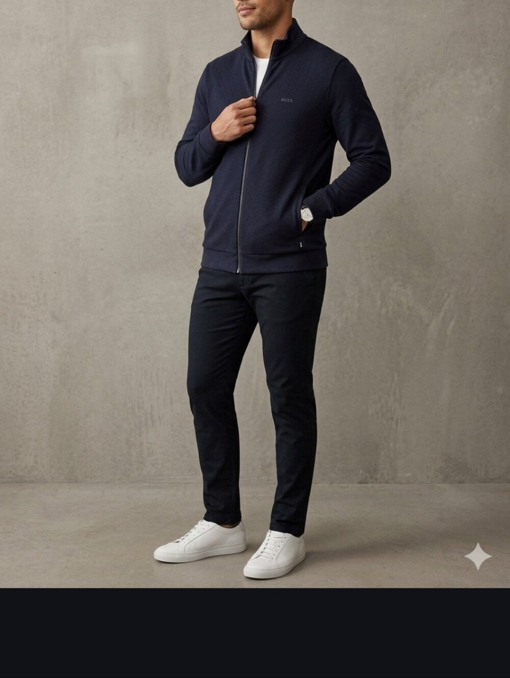 BOSS Men's Dark Navy Full-Zip Sweater - Picture 9 of 9